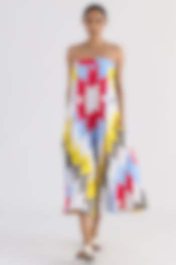Multi-Colored Cotton Printed Bustier Jumpsuit by Studio Moda India