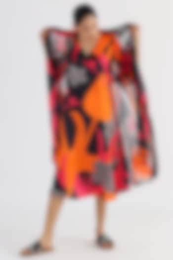 Black Organza Printed Long Jacket by Studio Moda India at Pernia's Pop Up Shop