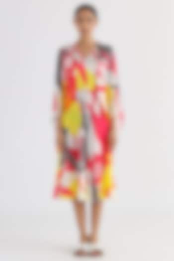 White Bemberg Printed Summer Dress by Studio Moda India at Pernia's Pop Up Shop