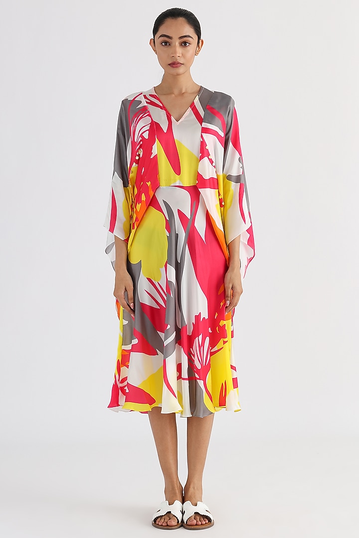 White Bemberg Printed Summer Dress by Studio Moda India at Pernia's Pop Up Shop