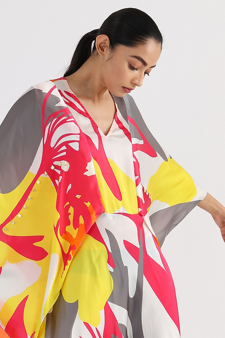 White Bemberg Printed Summer Dress by Studio Moda India at Pernia's Pop Up Shop