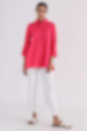 Pink Cotton Pleated Shirt by Studio Moda India at Pernia's Pop Up Shop