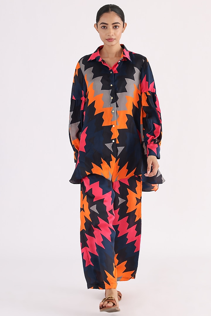 Black Bemberg Printed Shirt by Studio Moda India at Pernia's Pop Up Shop