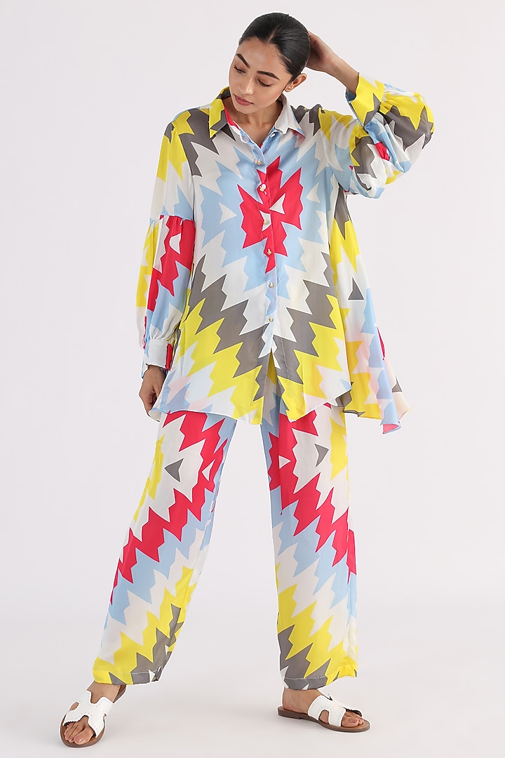 Multi-Colored Bemberg Printed Shirt by Studio Moda India at Pernia's Pop Up Shop