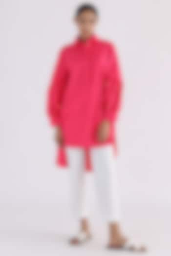 Pink Cotton Box Pleated Shirt by Studio Moda India at Pernia's Pop Up Shop