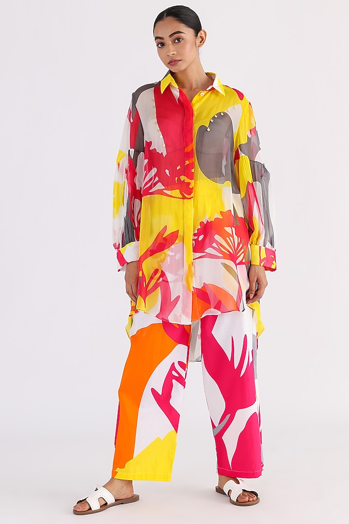 Multi-Colored Cotton Box Pleated Shirt by Studio Moda India at Pernia's Pop Up Shop