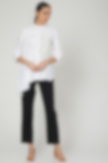 White Half Gathered Shirt by Studio Moda India at Pernia's Pop Up Shop