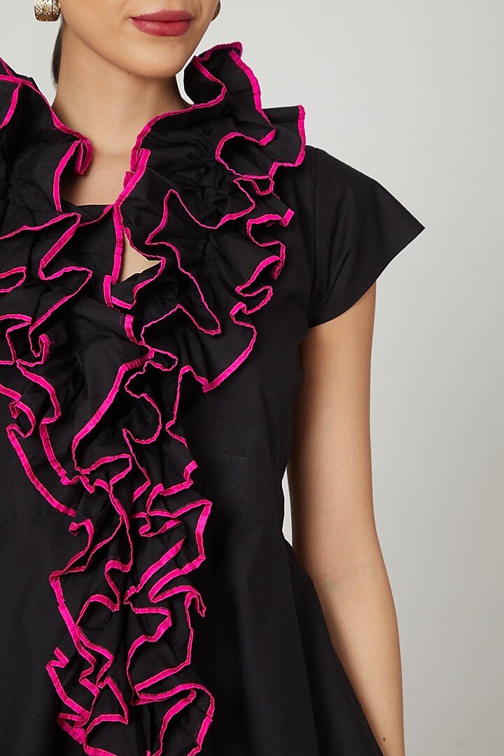 Black Ruffled Shirt by Studio Moda India at Pernia's Pop Up Shop