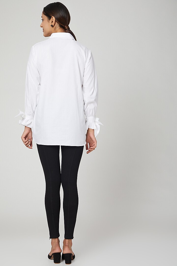 White Ruffled Shirt by Studio Moda India at Pernia's Pop Up Shop