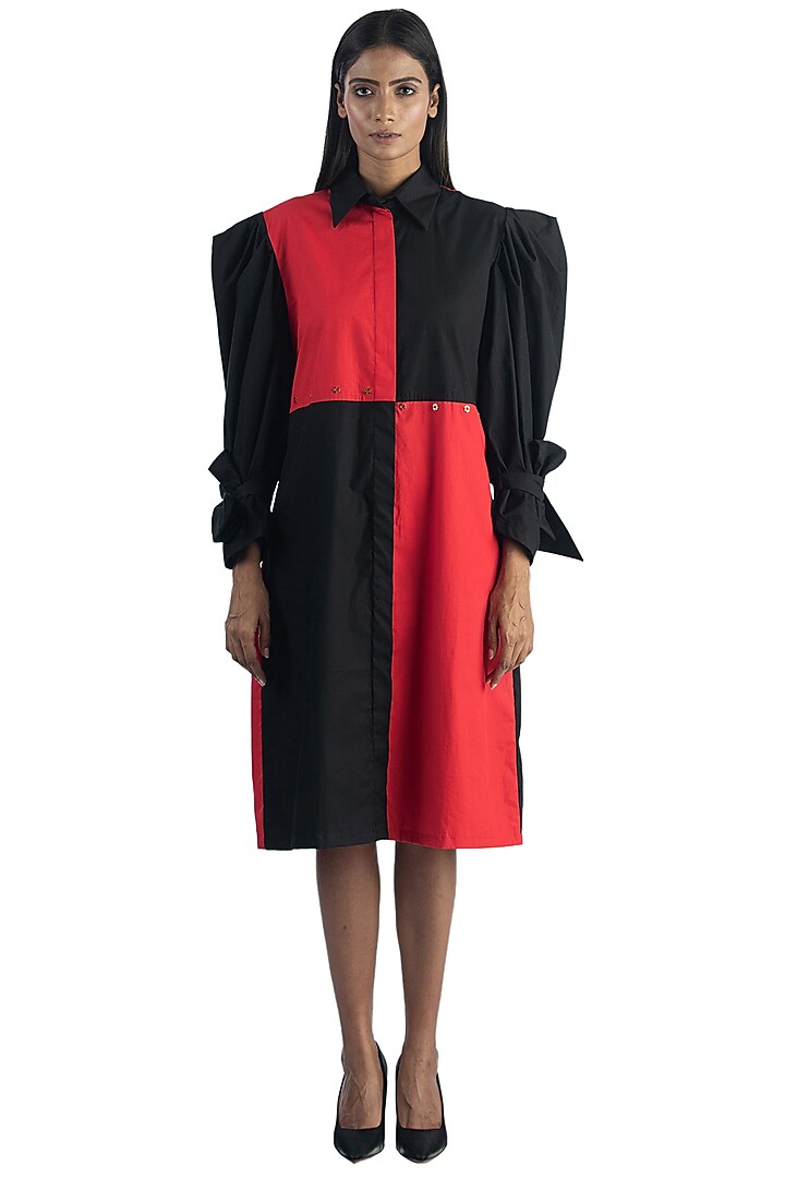 Cadmium Red & Black Checkered Summer Dress by Studio Moda India at Pernia's Pop Up Shop