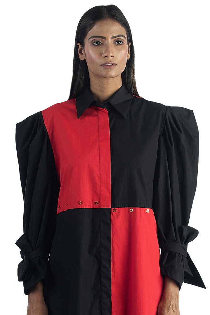 Cadmium Red & Black Checkered Summer Dress by Studio Moda India at Pernia's Pop Up Shop