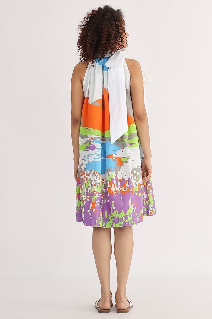 Multi-Colored Cotton Printed Halter Vacation Dress by Studio Moda India at Pernia's Pop Up Shop