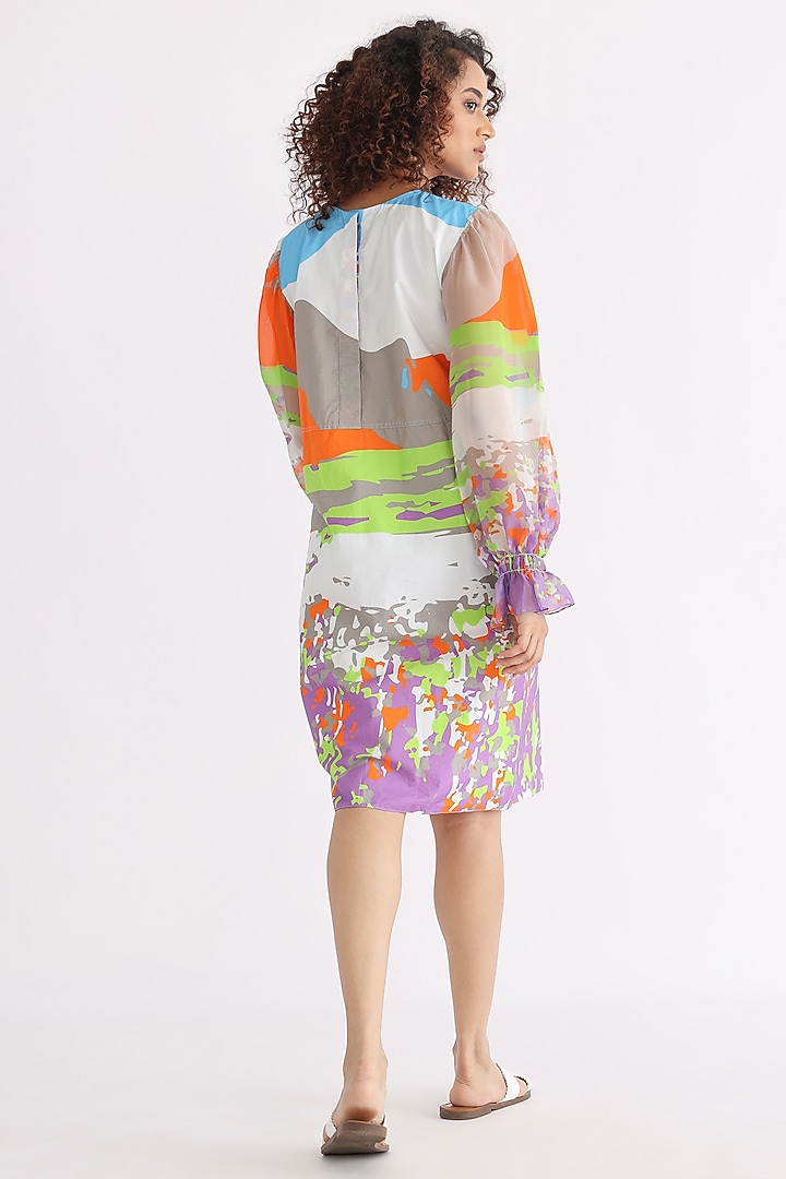 Multi-Colored Poplin Printed Summer Dress by Studio Moda India at Pernia's Pop Up Shop