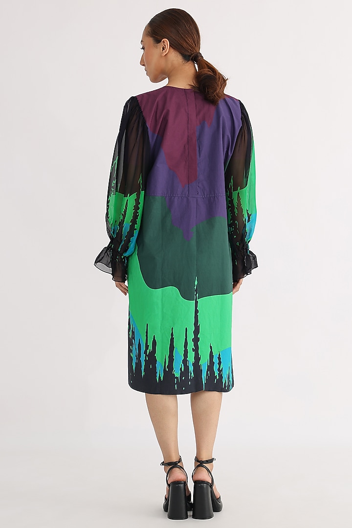 Black Poplin Printed Summer Dress by Studio Moda India at Pernia's Pop Up Shop