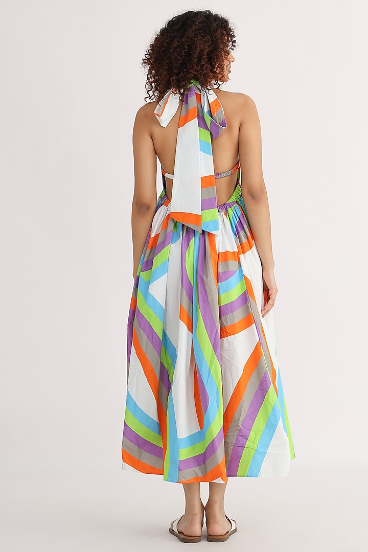 Multi-Colored Cotton Printed Halter Summer Dress by Studio Moda India at Pernia's Pop Up Shop