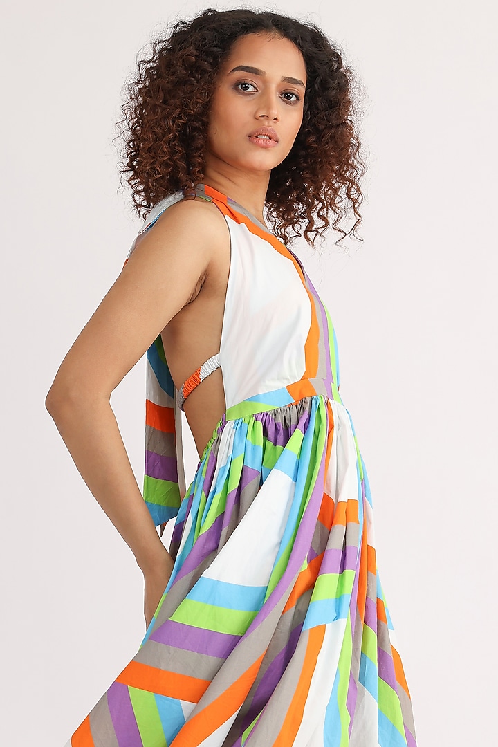 Multi-Colored Cotton Printed Halter Summer Dress by Studio Moda India at Pernia's Pop Up Shop