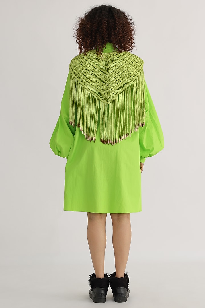 Lime Green Cotton A-Line Vacation Dress by Studio Moda India at Pernia's Pop Up Shop