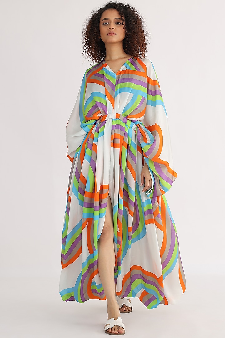 Multi-Colored Bemberg Printed Dress by Studio Moda India at Pernia's Pop Up Shop