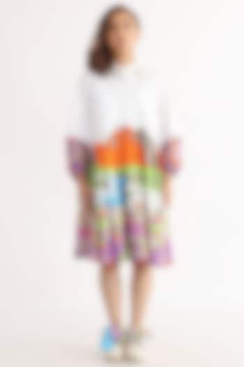 Multi-Colored Cotton & Bemberg Printed Dress by Studio Moda India