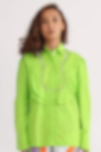 Lime Green Cotton Shirt by Studio Moda India