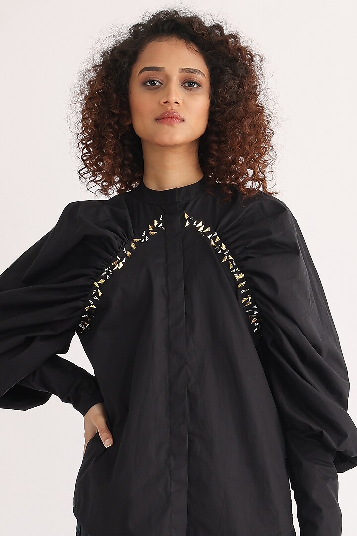 Black Cotton Shirt by Studio Moda India at Pernia's Pop Up Shop