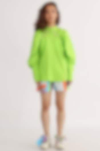 Lime Green Cotton Shirt by Studio Moda India at Pernia's Pop Up Shop