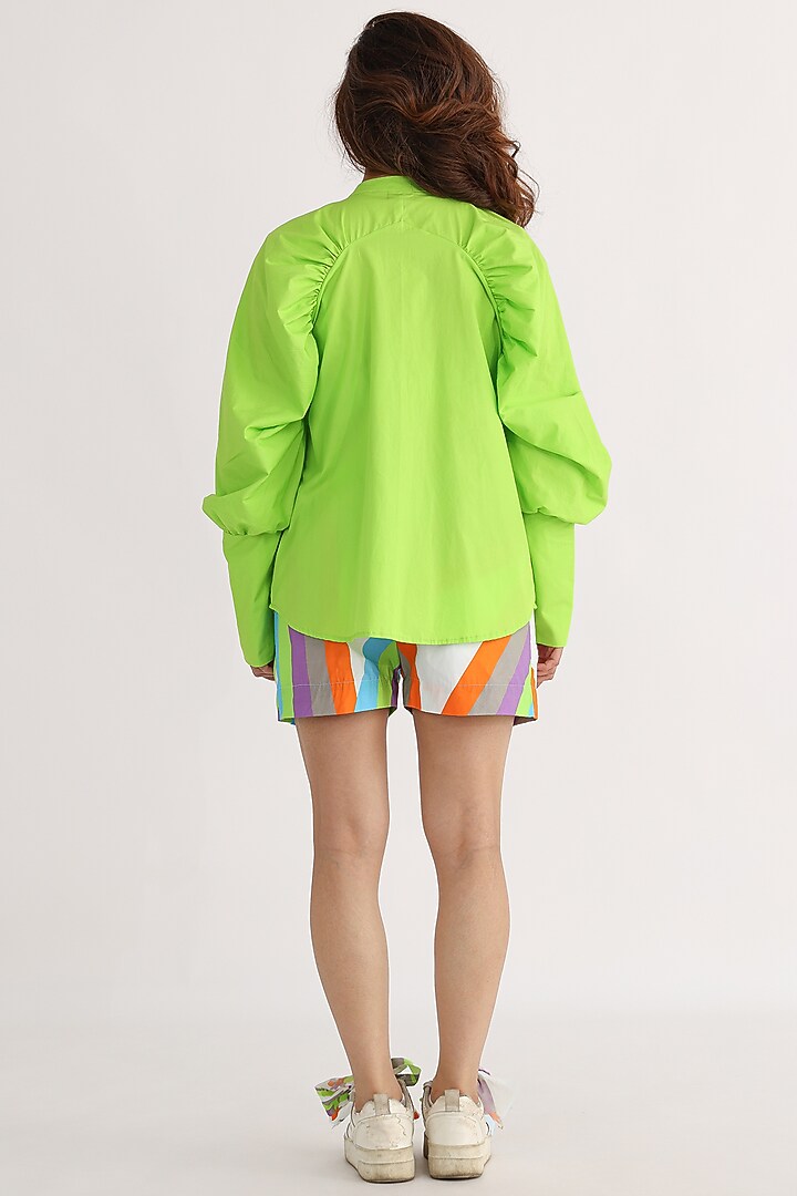 Lime Green Cotton Shirt by Studio Moda India at Pernia's Pop Up Shop