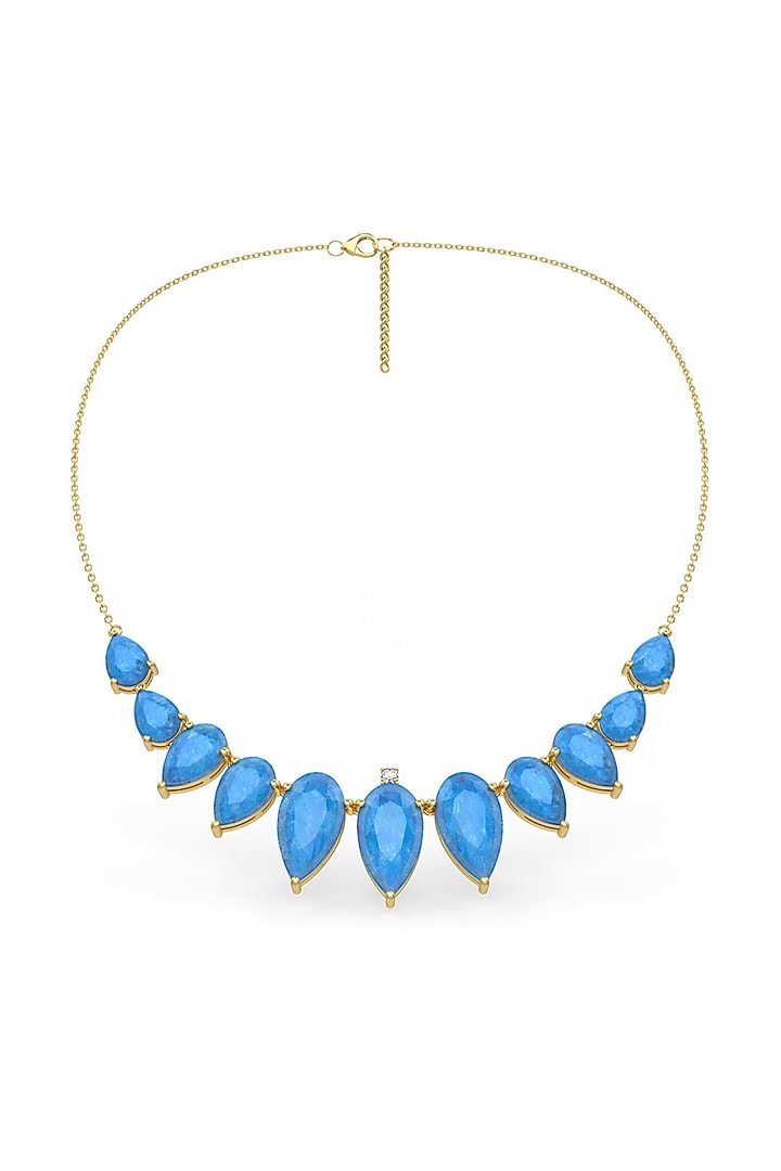 Gold Finish Pearl-Cut Stone Handcrafted Necklace In Sterling Silver by MISS JO at Pernia's Pop Up Shop