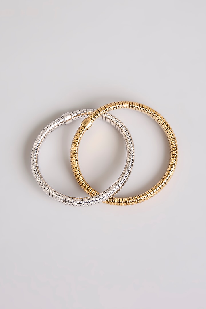 Two-Tone Finish Bangle In Sterling Silver by MISS JO at Pernia's Pop Up Shop