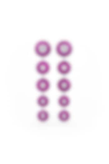 White Rhodium Finsh Ruby Spinel Stone Dangler Earrings In Sterling Silver by MISS JO at Pernia's Pop Up Shop