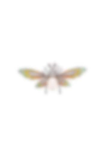 White Rhodium Finish Pearl Multi-Colored Enameled Harmony Brooch In Sterling Silver by MISS JO at Pernia's Pop Up Shop