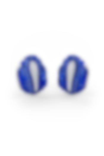 White Rhodium Finish Sapphire Synthetic Spinel Stud Earrings In Sterling Silver by MISS JO at Pernia's Pop Up Shop