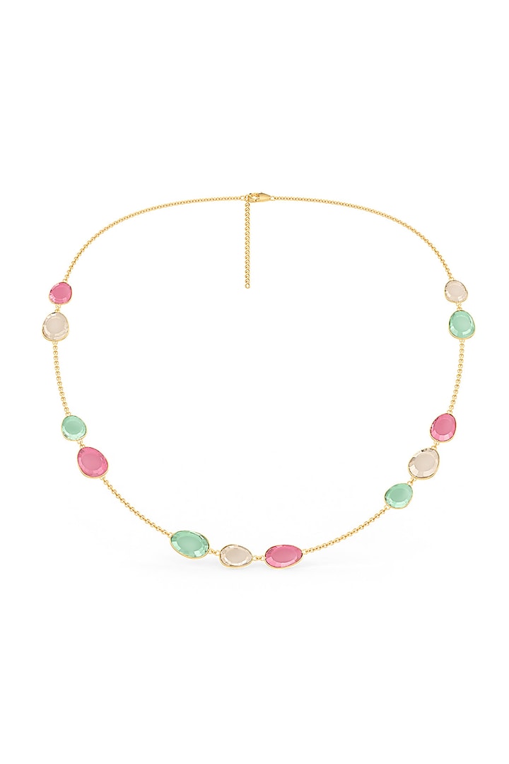 Gold Plated Multi-Colored Tourmaline Bloom Necklace In Sterling Silver by MISS JO at Pernia's Pop Up Shop