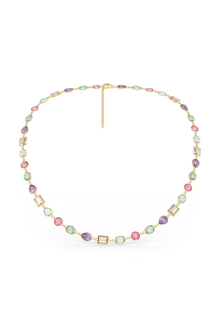 Gold Plated Multi-Colored Stone Whisper Necklace In Sterling Silver by MISS JO at Pernia's Pop Up Shop