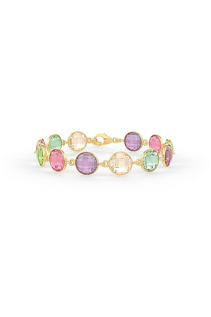 Gold Plated Multi-Colored Stone Bracelet In Sterling Silver by MISS JO at Pernia's Pop Up Shop