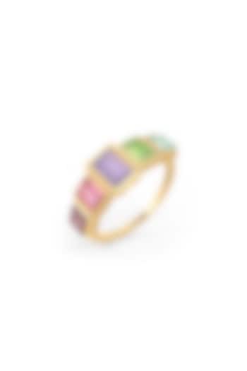 Gold Plated Multi-Colored Tourmaline Stone Ring In Sterling Silver by MISS JO at Pernia's Pop Up Shop