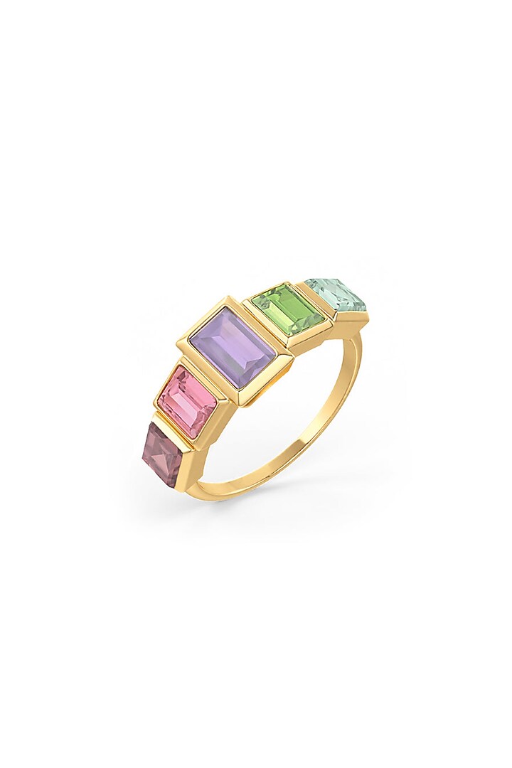 Gold Plated Multi-Colored Tourmaline Stone Ring In Sterling Silver by MISS JO at Pernia's Pop Up Shop