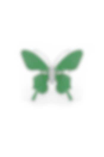 White Rhodium Finish Emerald Spinel Stone Statement Brooch In Sterling Silver by MISS JO at Pernia's Pop Up Shop