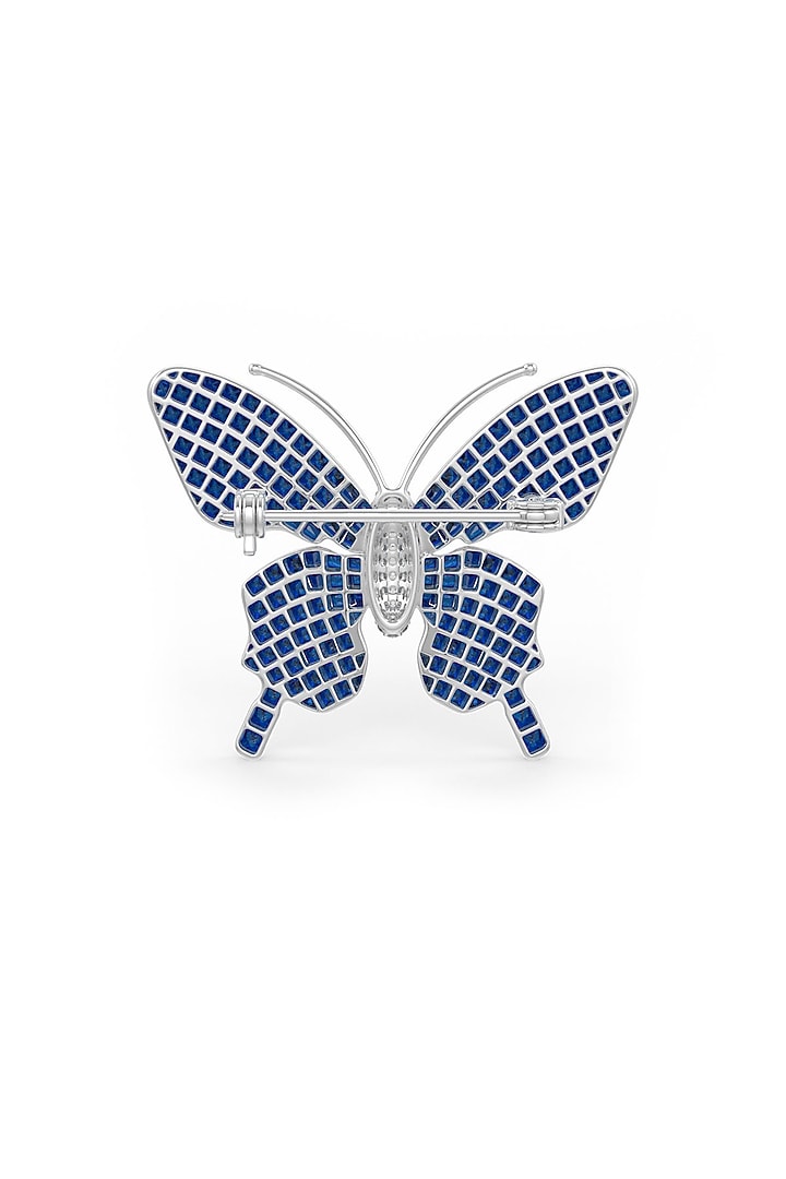 White Rhodium Finish Sapphire Spinel Stone Statement Brooch In Sterling Silver by MISS JO at Pernia's Pop Up Shop