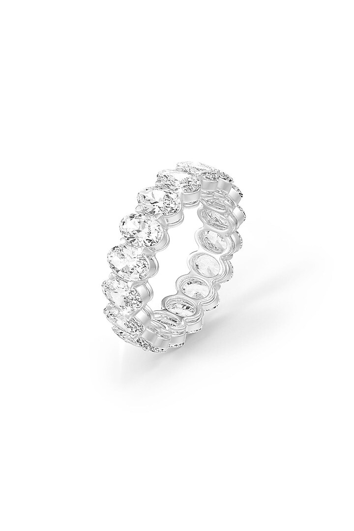 White Rhodium Finish Cubic Zirconia Ring In Sterling Silver by MISS JO at Pernia's Pop Up Shop