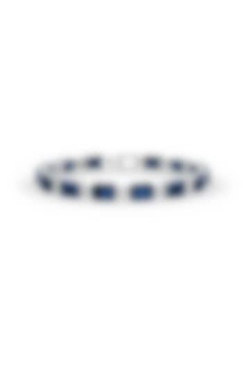 White Rhodium Finish Cubic Zirconia & Sapphire Stone Bracelet In Sterling Silver by MISS JO at Pernia's Pop Up Shop