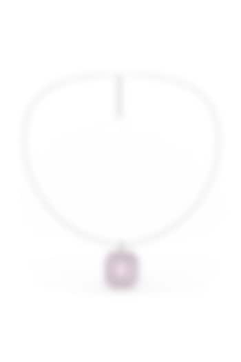 White Rhodium Finish Cubic Zirconia & Pink Stone Pendant Necklace In Sterling Silver by MISS JO at Pernia's Pop Up Shop