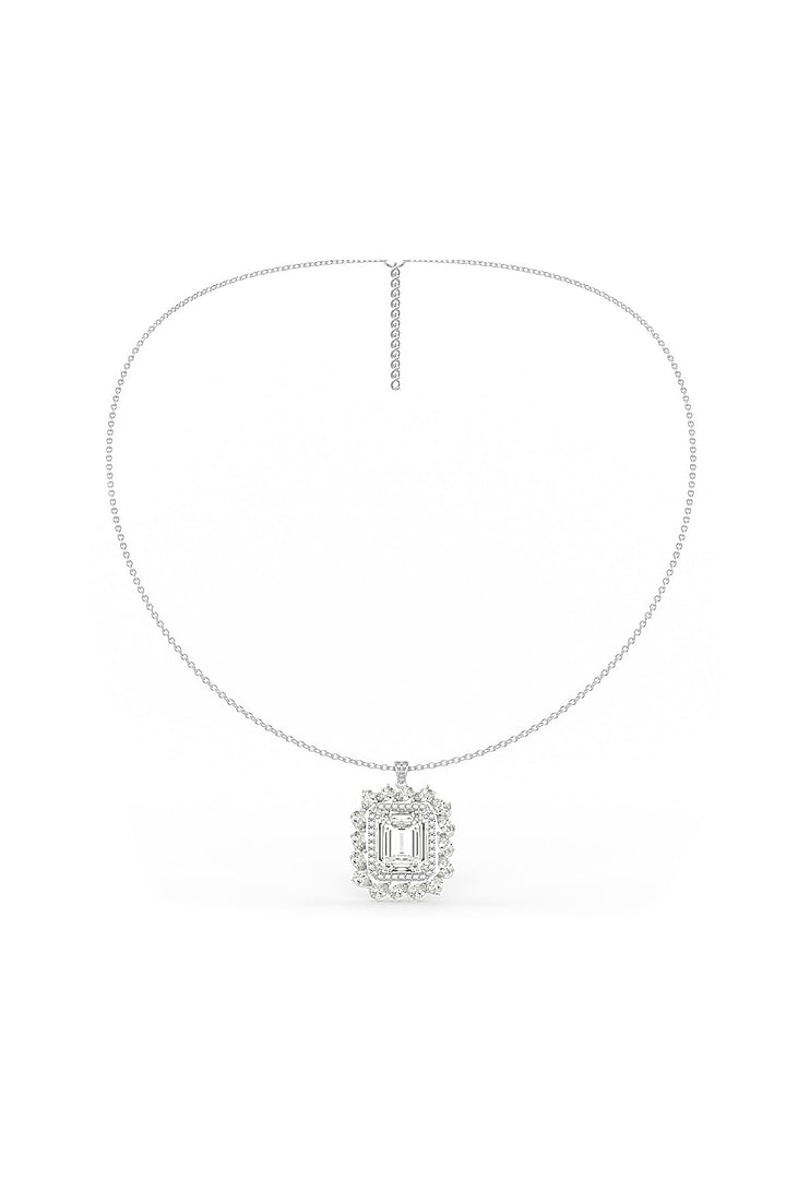 White Rhodium Finish Cubic Zirconia Pendant Necklace In Sterling Silver by MISS JO at Pernia's Pop Up Shop