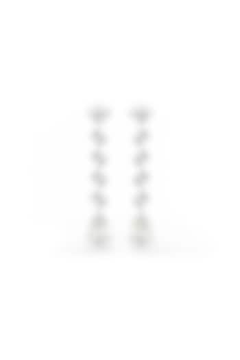 White Rhodium Finish Cubic Zirconia Dangler Earrings In Sterling Silver by MISS JO at Pernia's Pop Up Shop