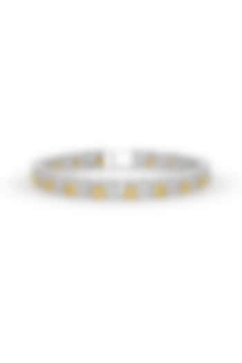 White Rhodium Finish Cubic Zirconia & Yellow Stone Bracelet In Sterling Silver by MISS JO at Pernia's Pop Up Shop