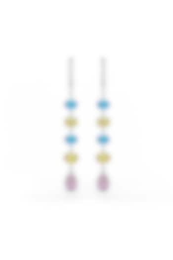 White Rhodium Finish Cubic Zirconia Dangler Earrings In Sterling Silver by MISS JO at Pernia's Pop Up Shop