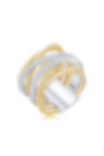 Gold Finish Cubic Zirconia & Yellow Stone Ring In Sterling Silver by MISS JO at Pernia's Pop Up Shop