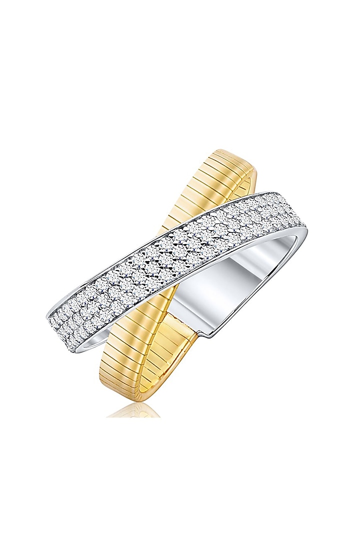 Gold Finish Cubic Zirconia & Yellow Stone Ring In Sterling Silver by MISS JO at Pernia's Pop Up Shop