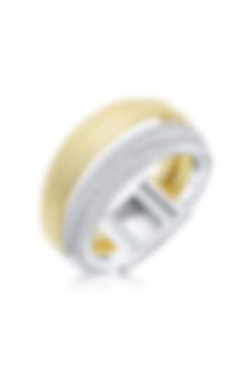 Gold Finish Cubic Zirconia & Yellow Stone Ring In Sterling Silver by MISS JO at Pernia's Pop Up Shop