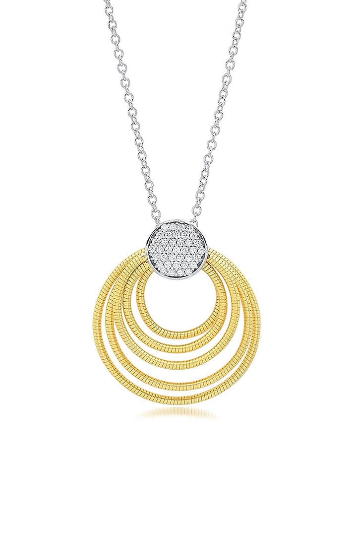 Gold Finish Cubic Zirconia & Yellow Stone Aria Grande Pendant Necklace In Sterling Silver by MISS JO at Pernia's Pop Up Shop